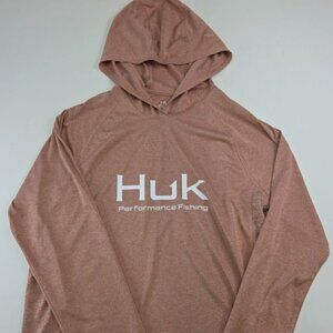 XL Men's Huk CapeCod red / pink long sleeve performance / swim hoodie